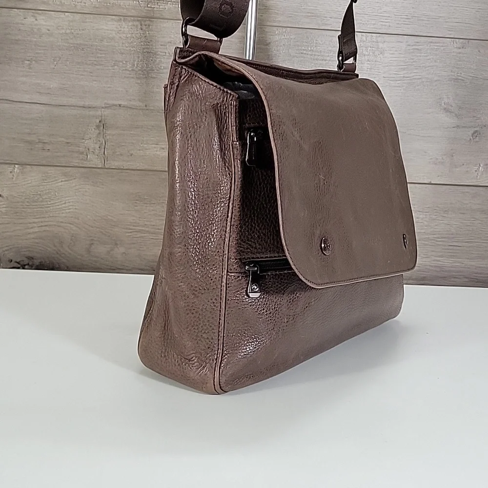 Longchamp Brown Leather Messenger Crossbody Bag